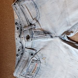 Diesel lowky straight leg jeans size 29x32 light blue embroidered